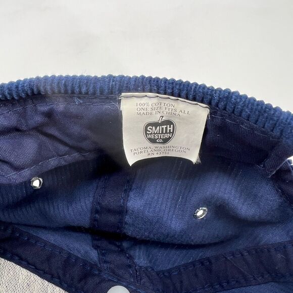 Vintage Smith Western Hat Mens Snapback Navy La Conner Corduroy Baseball Cap - Picture 13 of 15